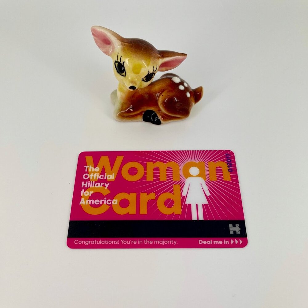 2016 THE OFFICIAL HILARY CLINTON FOR AMERICA WOMAN CARD . DEAL ME IN . DEMOCRAT
